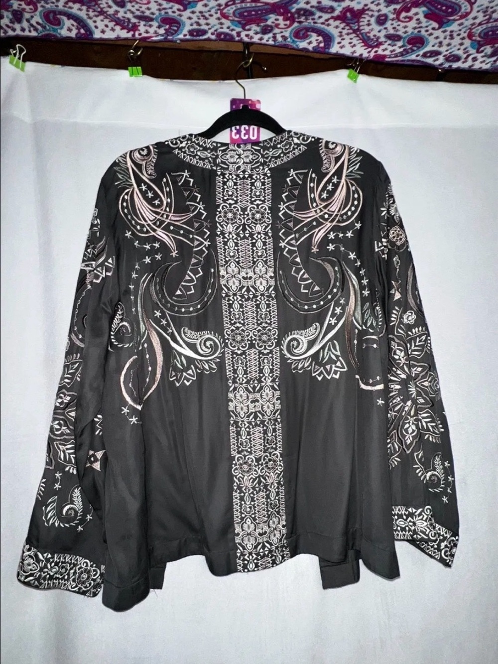 Odd Molly Large Viscose Embroidered Black Women's Kimono PTP 24”